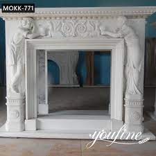 Hand Carved White Marble Fireplace