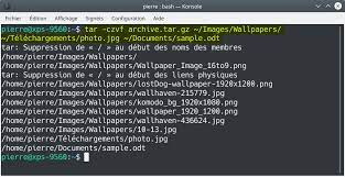 fichiers avec tar gzip bzip2 xz