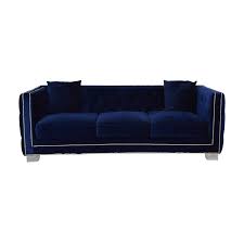 blue nailhead three cushion sofa