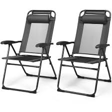 2 Pieces Folding Patio Chair Set With 7