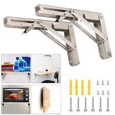 Amazon.com: Folding Shelf Brackets with Install Screws, Heavy Duty  Stainless Steel 304 Collapsible Shelf Bracket, Wall Mounted Triangle  Brackets for DIY Table Work Bench, Max Load 300 lb (8", 2 Pieces) :