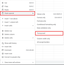 convert rows to columns in google sheets