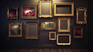 antique frames on a wall background