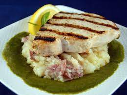 grilled swordfish with green caper sauce