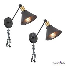 2 lights conical plug in wall light kit