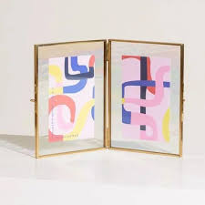 Golden Double Sided Glass Photo Frames