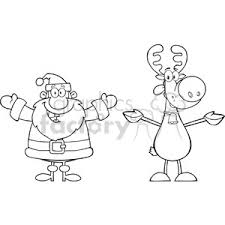Discuss colors and count the template pieces. Royalty Free Clip Art Black And White Happy Santa Claus And Rudolph Reindeer Clipart Commercial Use Gif Jpg Png Eps Svg Ai Pdf Clipart 389679 Graphics Factory