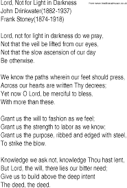 Hymn And Gospel Song Lyrics For Lord Not For Light In