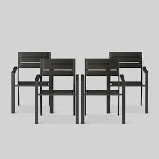 Black Outdoor Stacking Patio Dining Chair