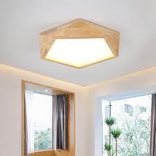 geometric led wood ceiling light