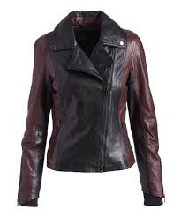 Bod Christensen Black Burgundy Leather Moto Jacket