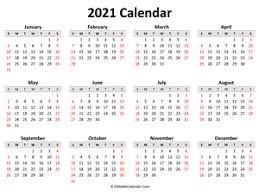 printable yearly calendars 2021 word