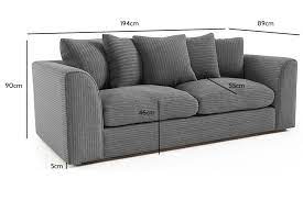 Byron Grey Fabric 3 Seater Sofa