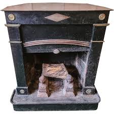 Vintage Black Sheet Metal Fireplace By