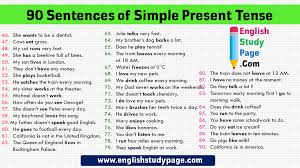 The subject of the active verb becomes the object of the passive verb. 90 Sentences Of Simple Present Tense Example Sentences English Study Page