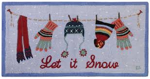 let it snow hooked wool accent rug