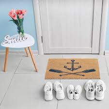 coir anchor and oars door mat print