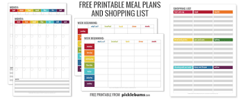 Monthly Menu Plan Printable Picklebums