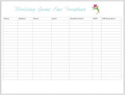 Party Guest List Template Excel