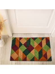brown printed anti skid coir door mat