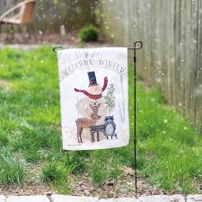 welcome winter garden flag primitives