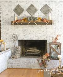 fall fireplace decor with warm muted