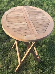 Round Teak Outdoor Folding Side Table