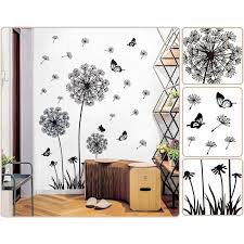 Black Dandelion Flower Wall Stickers
