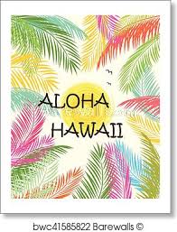 Aloha Hawaii Summer Beach Party Poster With Colorful Palm Leaves And Sun Art Print Poster