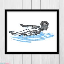 personalized swimmer gift word art room