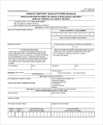 Sample Social Security Direct Deposit Form 6 Examples In Pdf
