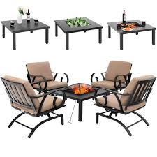 Gymax 5pcs Cushioned Patio Dining Set