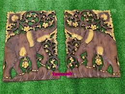 2 Pieces Wood Carving Elephant Shape