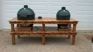 Hi i just joined to the lumberjocks community because i like woodworking projects. Double Green Egg Table Diy Bbq Table Big Green Egg Table Big Green Egg Outdoor Kitchen
