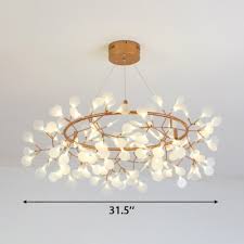 Indoor Accent Lighting Rose Gold Branch Led Chandelier Metal Ring Heracleum Ii Led Pendant Light With Adjustable Cord Ac100 240v Susuohome Com