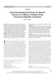Pdf Using Developmental Norms For Speech Sounds As A Means