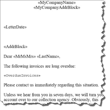 Letter For Past Due Invoices Preparing Quickbooks Collection Letters