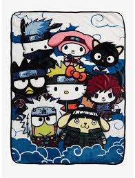 Naruto Shippuden X Hello Kitty And Friends Group Throw Blanket