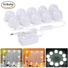 Coolmade Hollywood Style Led Vanity Mirror Lights Kit With 10 Dimmable Light Bulbs 2 Color Lighting Modes Lighting Fixture Strip For Makeup Vanity Table Set In Dressing Room Mirror Not Include