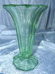 fluted green glass vase 1920 s 1930 s