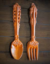 Large Fork And Spoon Bright Orange Or
