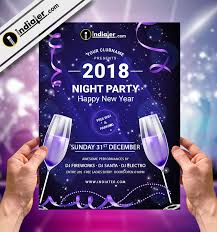 Happy New Year 2018 Party Flyer Poster Design Psd Template Indiater