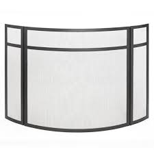 three panel fireplace screen with black