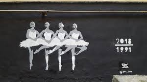 swan lake ballet graffiti greets putin