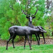 Bronze Buck And Doe Sculptures