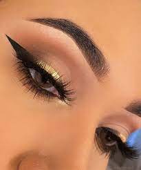 eye makeup trends black and gold liner