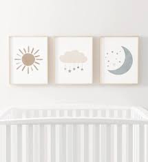 Neutral Cloud Moon And Sun Set Of 3