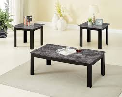The vintage barn wood effect is heightened by metal frames with rivet head accents. 3 Piece Black Faux Marble Coffee And End Table Set