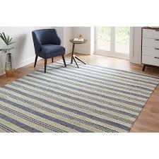 oakdale blue beige 8 ft x 10 ft wool cotton striped area rug