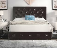 Queen Faux Leather Upholstered Storage